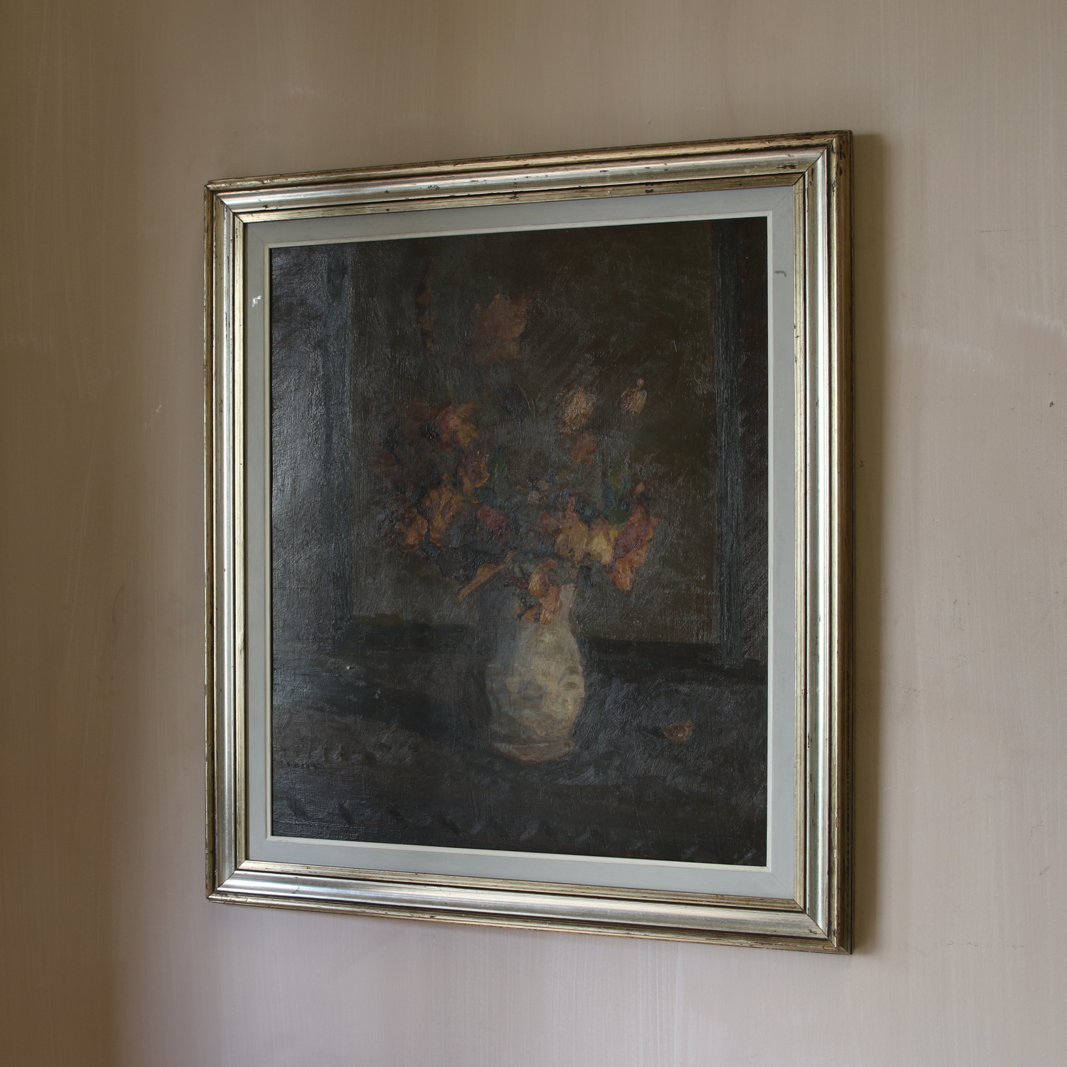 Floral Still Life in Silvered Frame